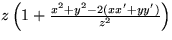 $ z \left( 1 + \frac{x^{2} + y^{2} 
 - 2(x x' + y y')}{z^{2}} \right) $
