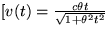 $ [ v(t) = \frac{c \theta t }{\sqrt{1+\theta^{2}t^{2}}}$